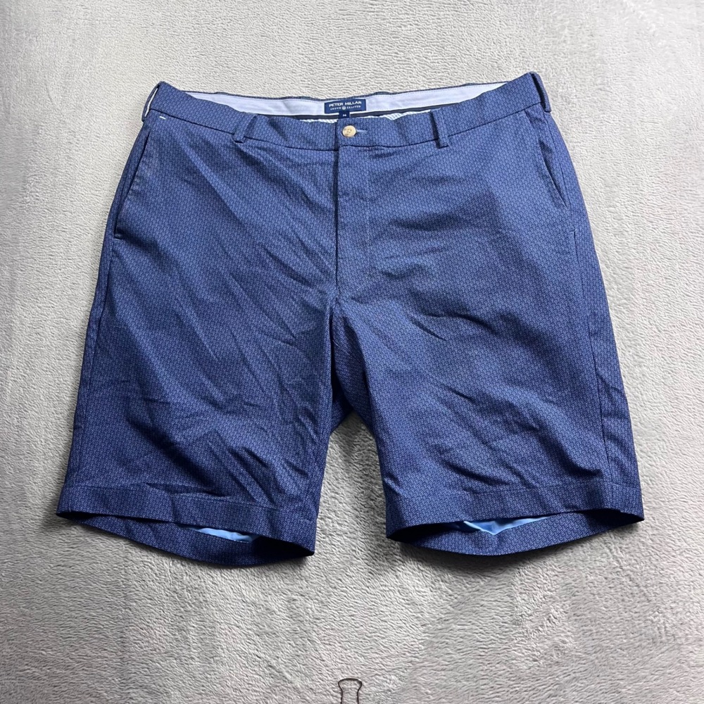 Peter Millar Crown Crafted Navy Geometric Fan Print Shorts Mens 36 MS21EB503